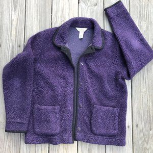 LL Bean Purple nubby fleece jacket Small high pile
